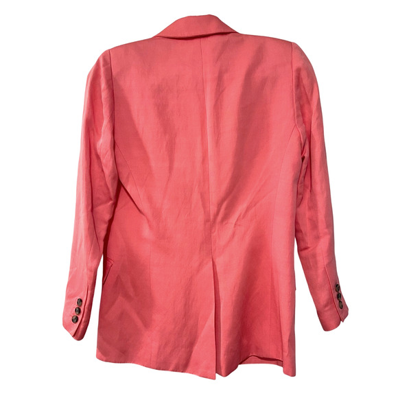 Smythe 4 Classic Boy Blazer Fitted $695 Jacket 2 Button Peak Lapels Coral Pink - Picture 3 of 10